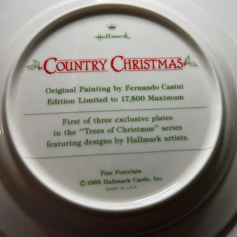 Vtg‎ 1988 Hallmark Trees of Christmas Plate Country Christmas W/Box